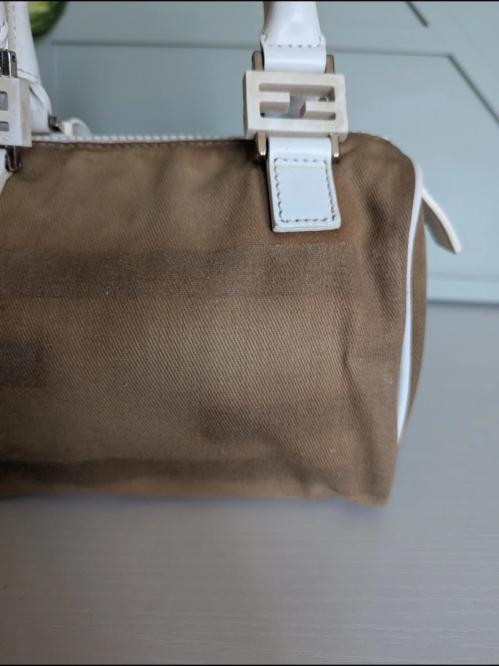 Fendi Beige and White Mini Satchel Bag - Picture 11 of 13